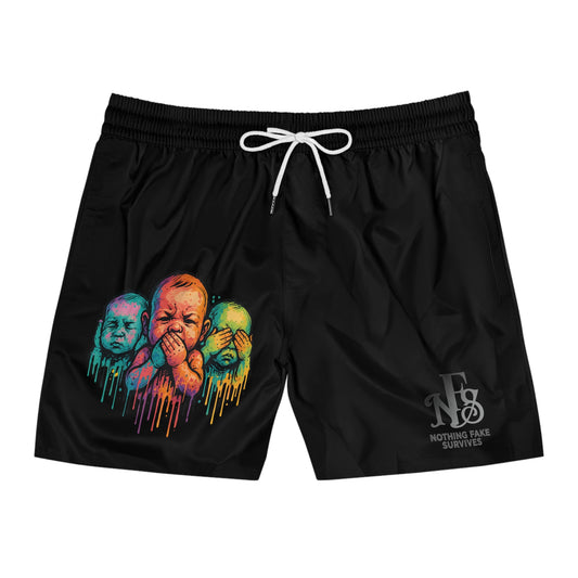 All over print Street Baby Trio Shorts by Drippy Silence featuring colorful, abstract street art design on lightweight fabric