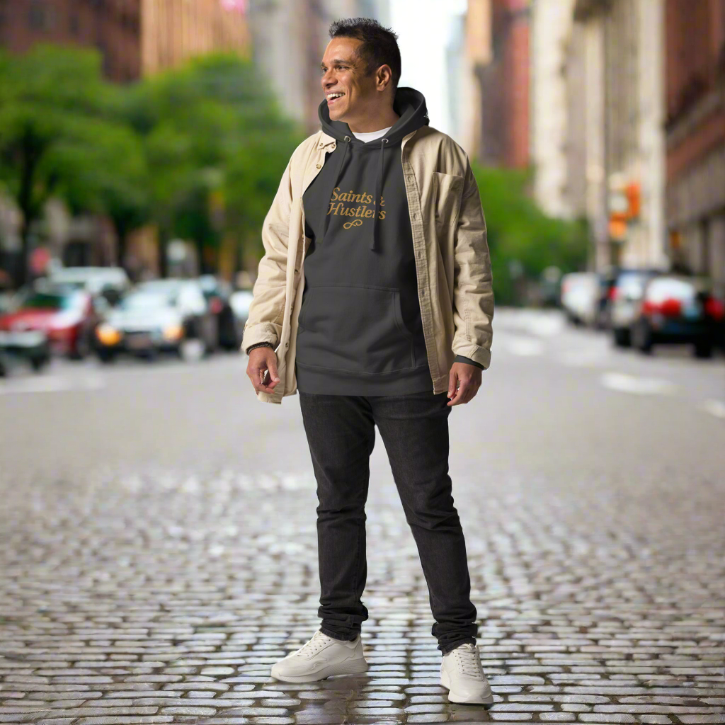 Saints & Hustlers – Sacred Hustle Hoodie (Embroidery + DTG)