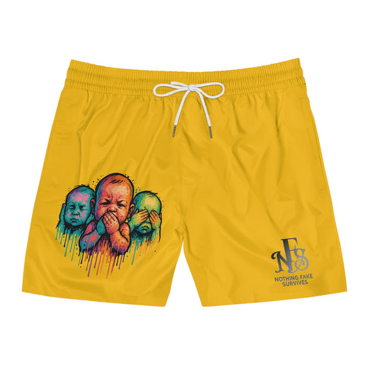 All-over print Street Baby Trio Shorts by Drippy Silence featuring vibrant, colorful graffiti-inspired designs.