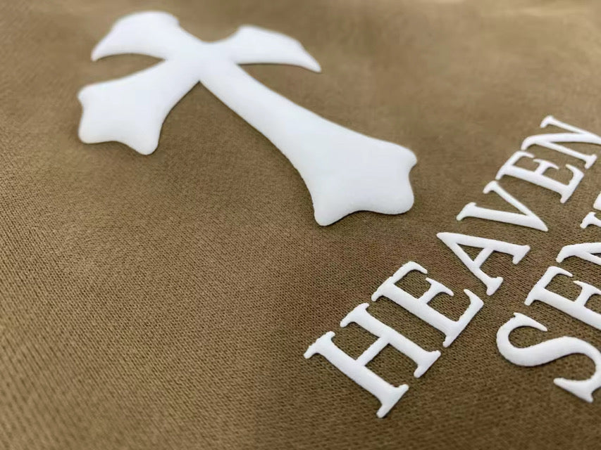 Heaven Sent x NFS Premium heavyweight winter set in light brown and black, featuring a cozy hoodie and joggers from NOTHING FAKE SURVIVES™ LLC.