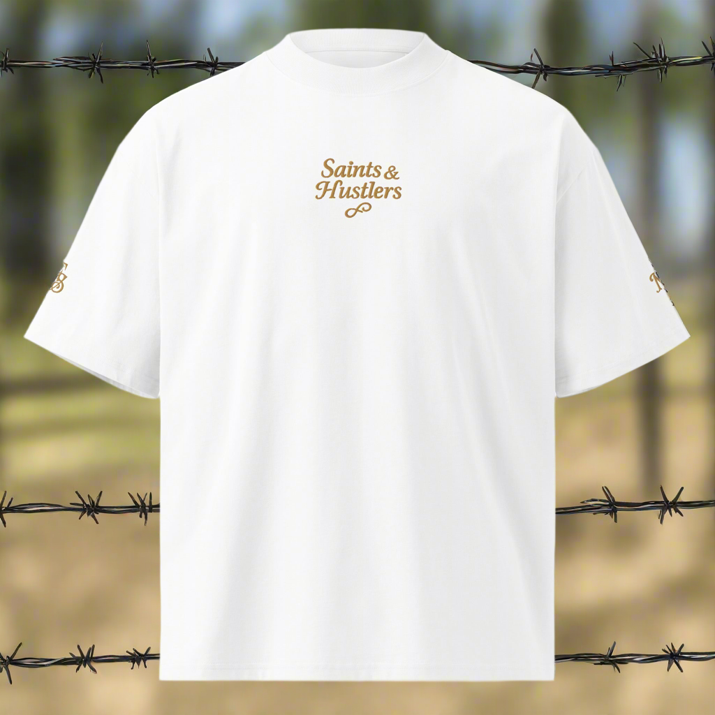 Saints & Hustlers – Premium High Neck Oversized Tee (Embroidered Limited Edition)