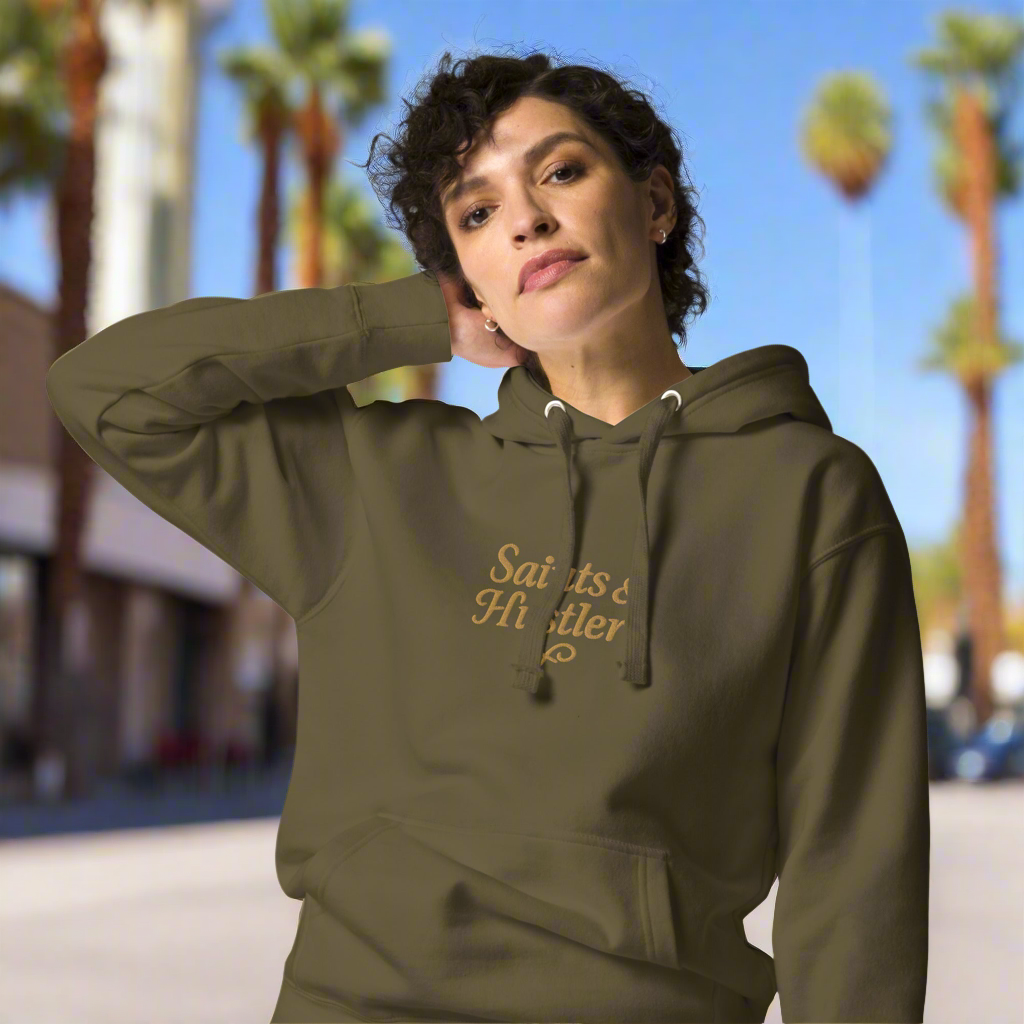Saints & Hustlers – Sacred Hustle Hoodie (Embroidery + DTG)