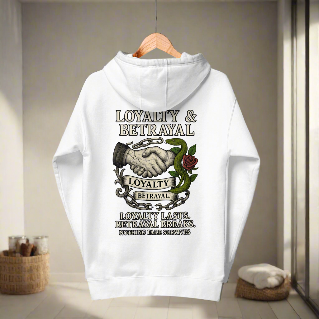 Loyalty &amp; Betrayal Hoodie (Stickerei + DTG)