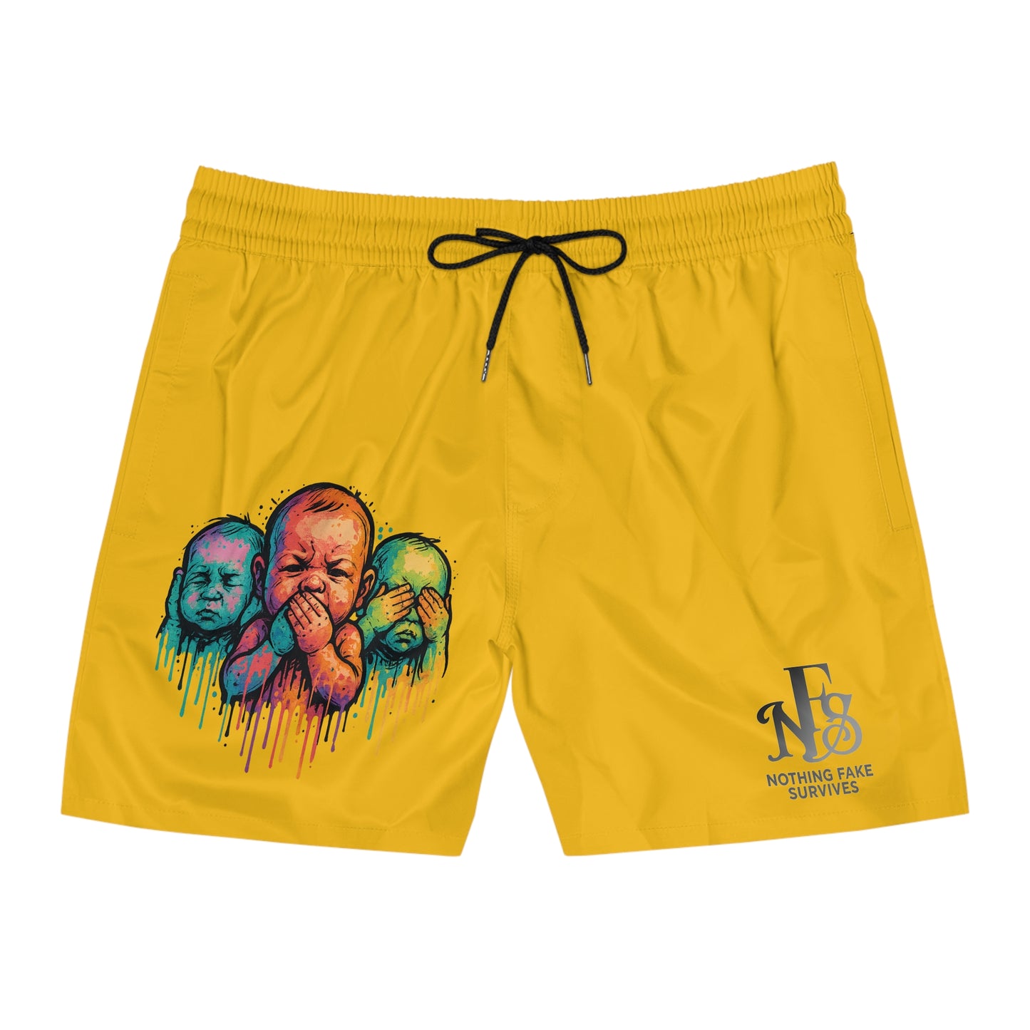 Printify Street Baby Trio Shorts with all-over drippy silence print, vibrant street art-inspired design, casual and comfortable style