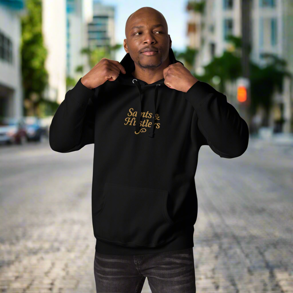 Saints & Hustlers – Sacred Hustle Hoodie (Embroidery + DTG)
