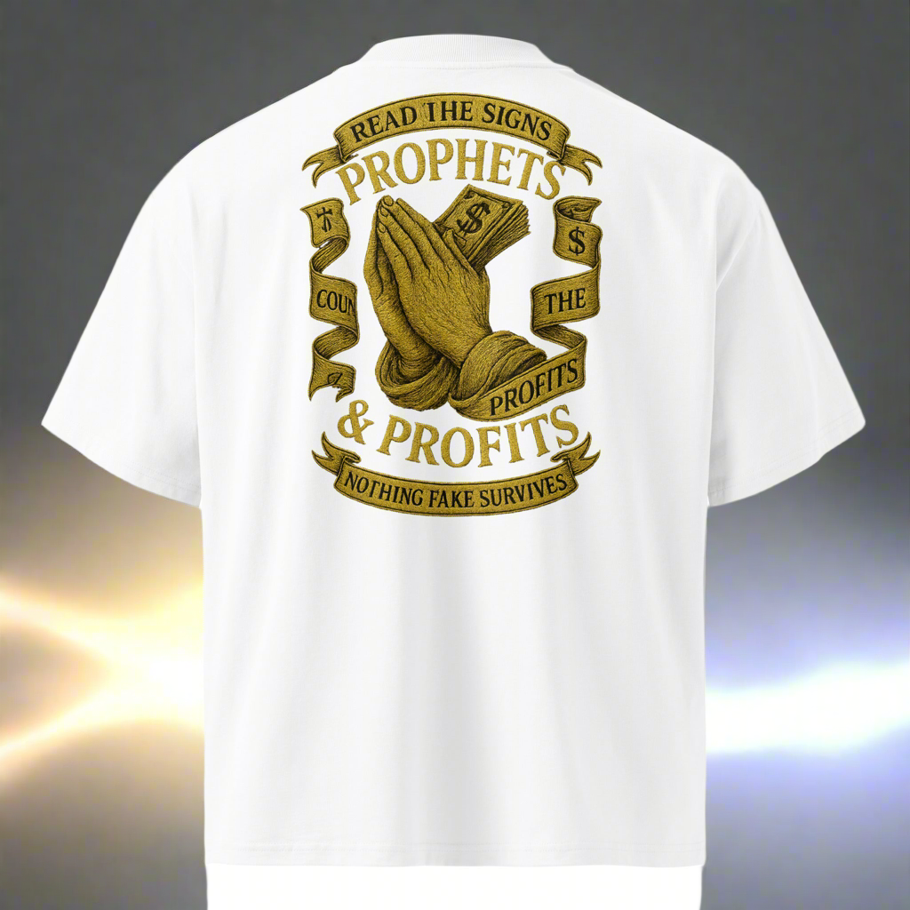 Prophets & Profits Oversized High Neck T-Shirt. DTG Edition