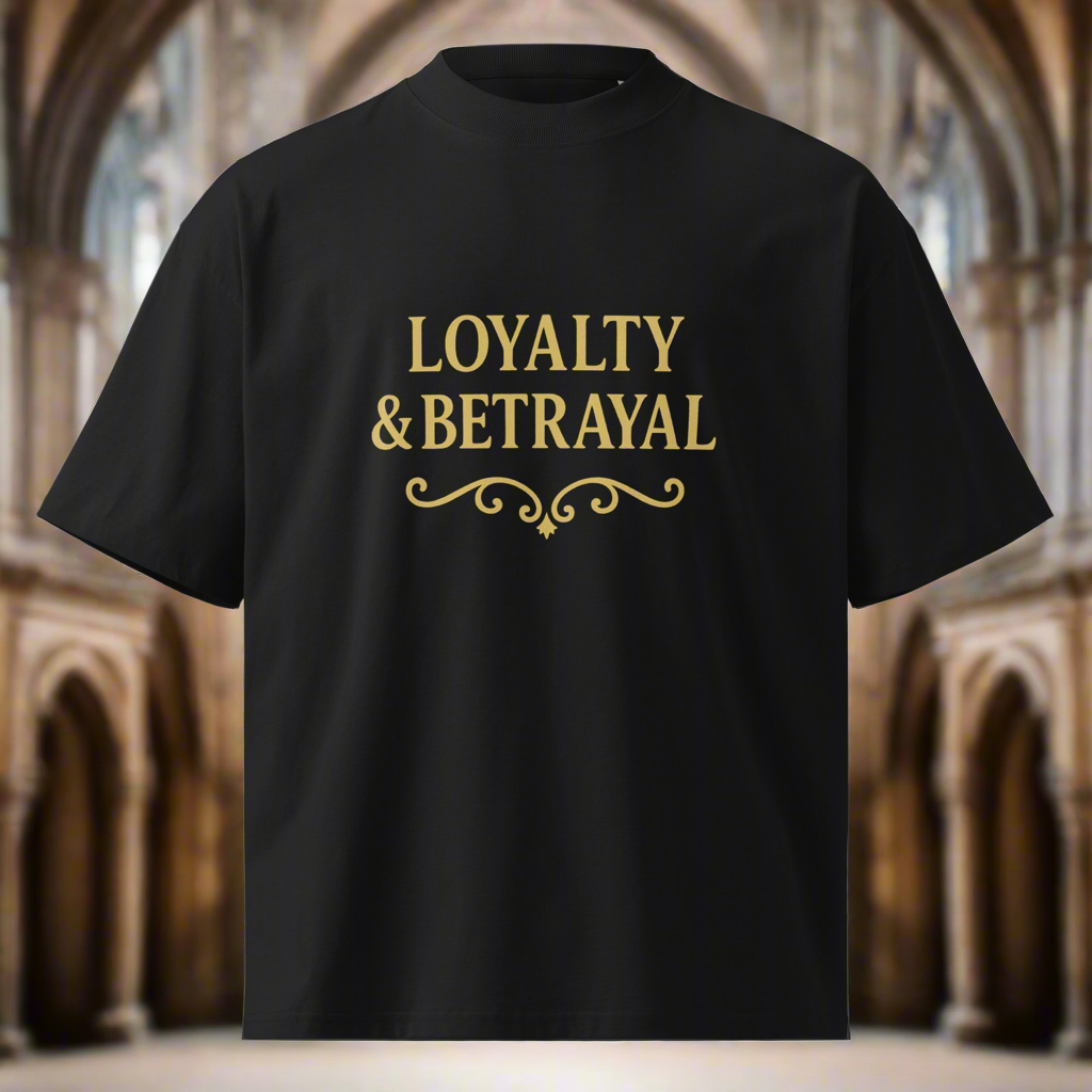 Loyalty & Betrayal Oversized High Neck T-shirt - DTG EDITION