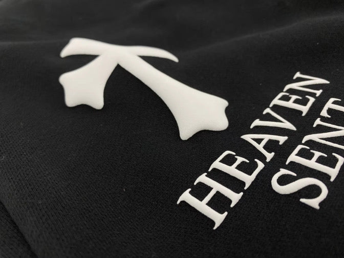 Heaven Sent x NFS premium winter set in light brown and black, heavyweight 380GSM fabric, featuring a cozy jacket and pants.
