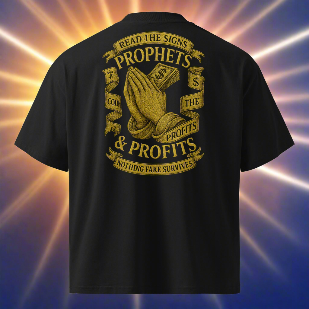 Prophets & Profits Oversized High Neck T-Shirt. DTG Edition