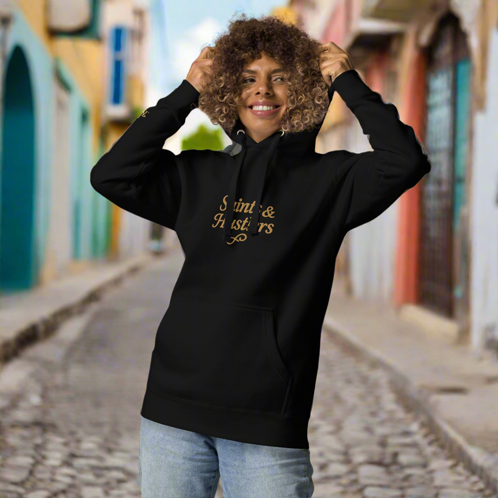 Saints & Hustlers – Sacred Hustle Hoodie (Embroidery + DTG)