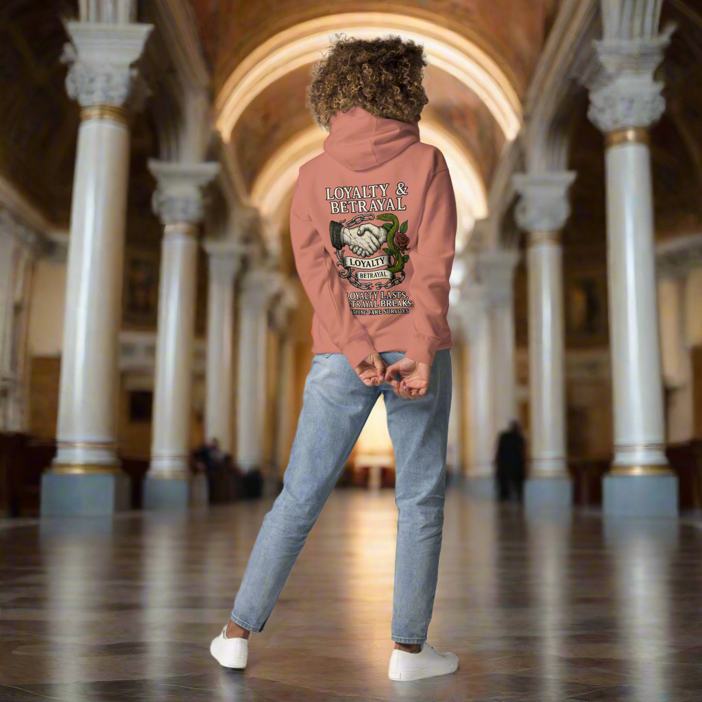 Loyalty &amp; Betrayal Hoodie (Stickerei + DTG)