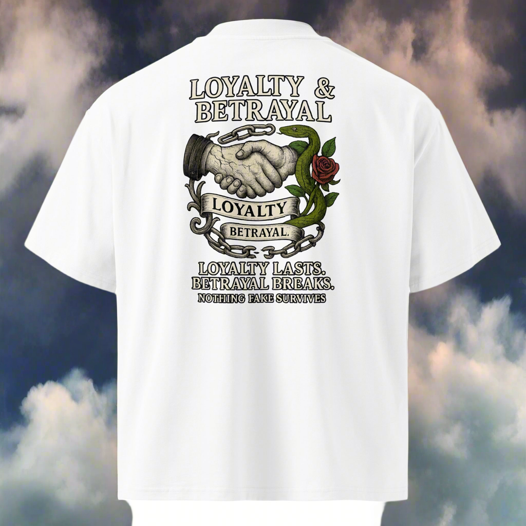 Loyalty & Betrayal Oversized High Neck T-shirt - DTG EDITION