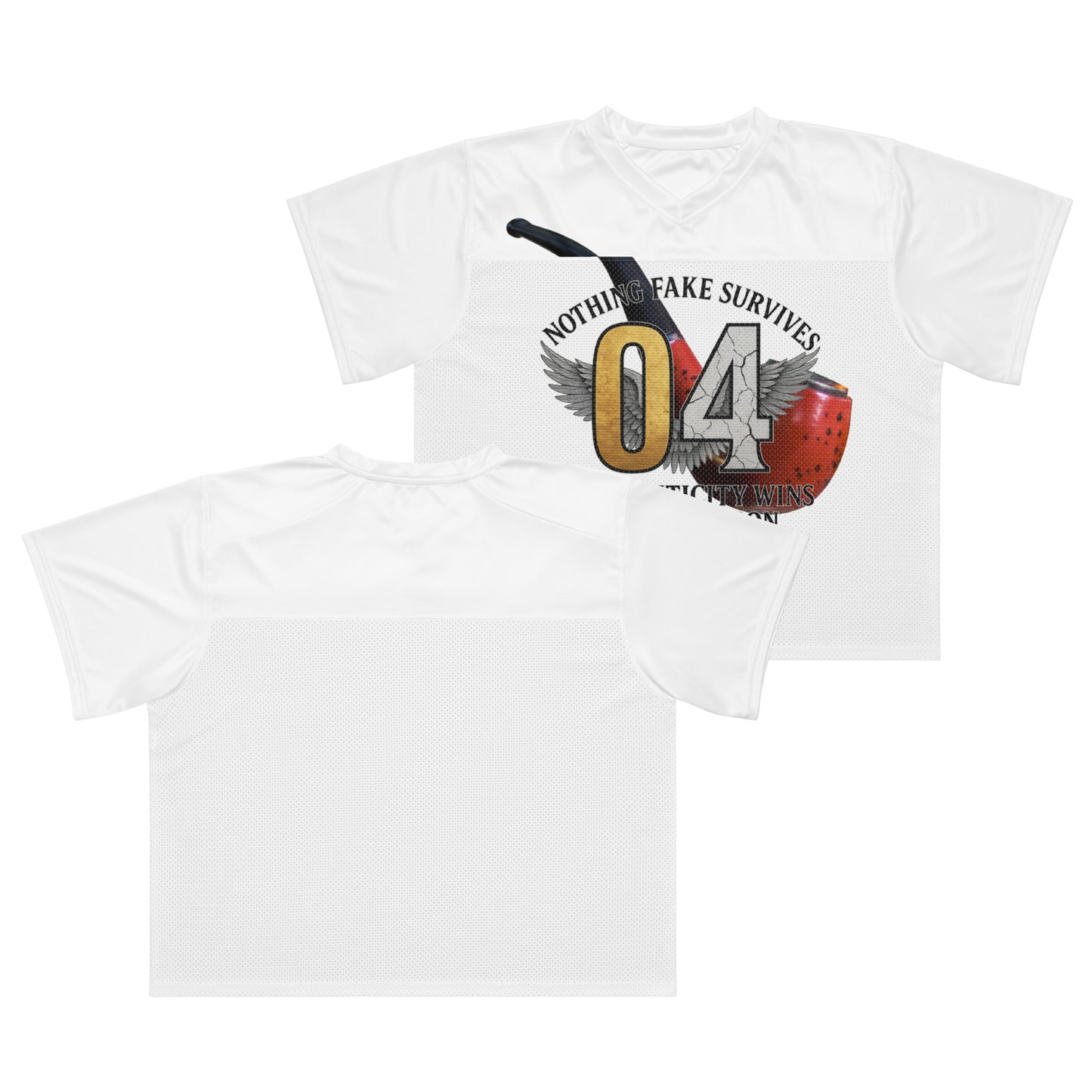 White t-shirt with graphic design and text on a white background